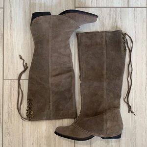 Naughty Monkey, Taupe, Tall Suede boots, 8.5